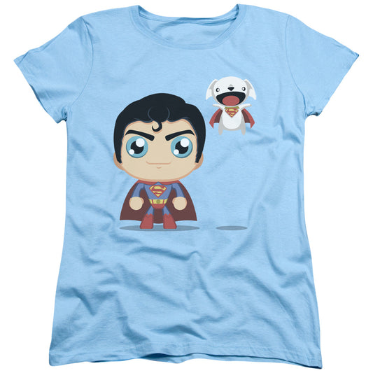 Superman - Cute Superman - Short Sleeve Womens Tee - Light Blue T-shirt