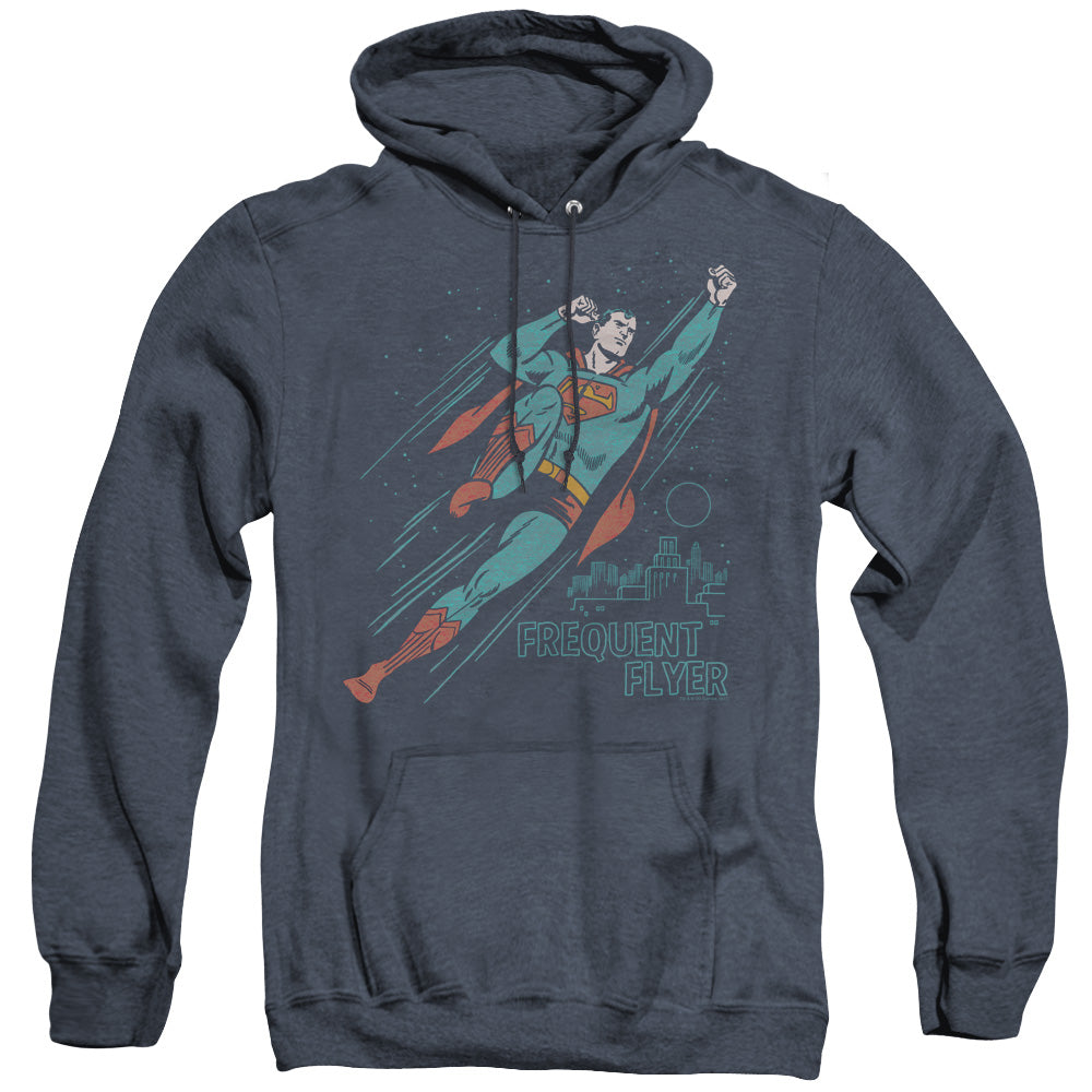 Superman - Frequent Flyer - Adult Heather Hoodie - Navy