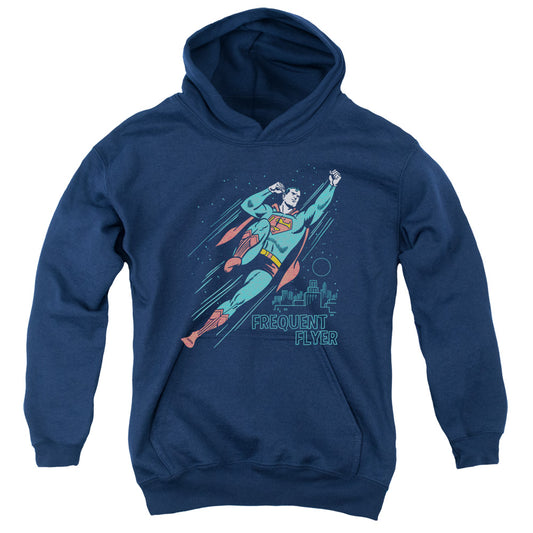Superman - Frequent Flyer - Youth Pull-over Hoodie - Navy