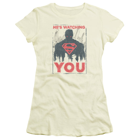 Superman - Hes Watching You - Short Sleeve Junior Sheer - Cream T-shirt