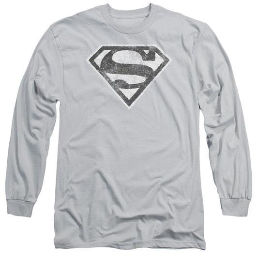 Superman - Grey S - Long Sleeve Adult 18/1 - Silver T-shirt