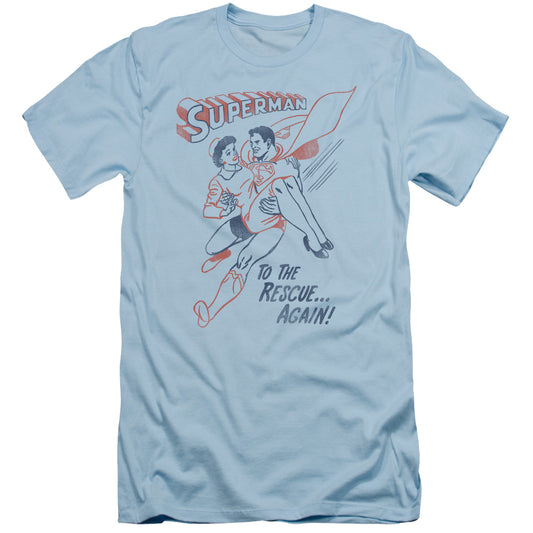 Superman - To The Rescue - Short Sleeve Adult 30/1 - Light Blue T-shirt