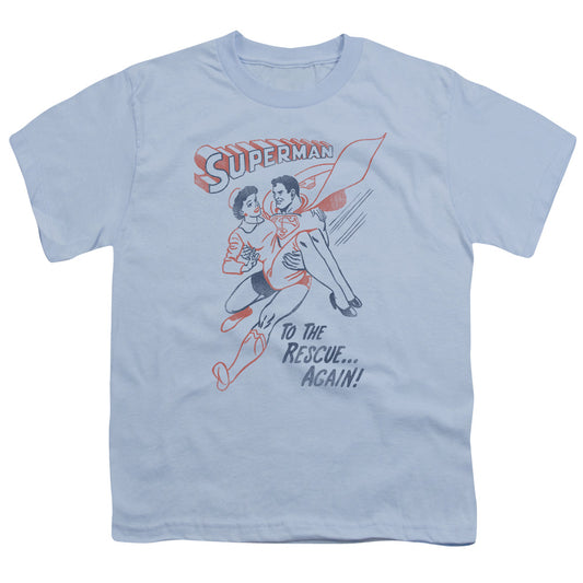 Superman - To The Rescue - Short Sleeve Youth 18/1 - Light Blue T-shirt