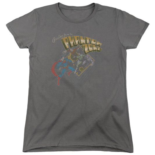 Superman - Zod Greetings - Short Sleeve Womens Tee - Charcoal T-shirt