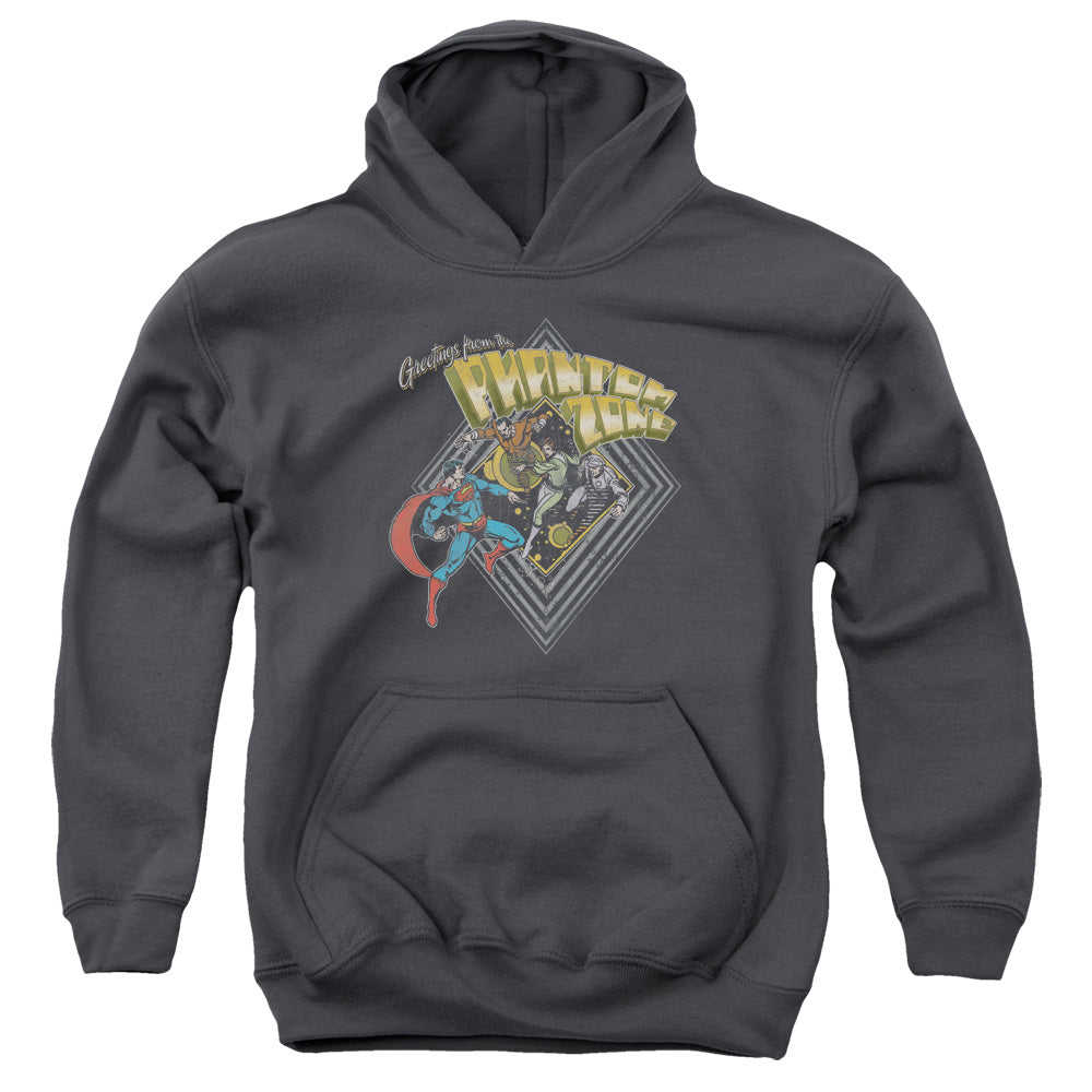 Superman - Zod Greetings - Youth Pull-over Hoodie - Charcoal