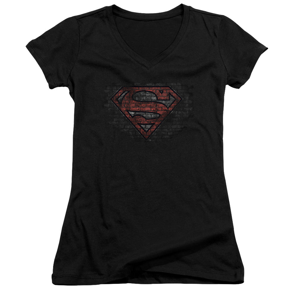 Superman Brick S - Junior V-neck - Black