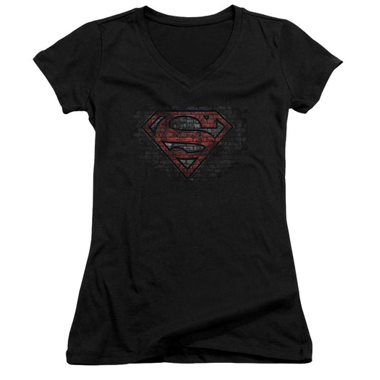 Superman Brick S - Junior V-neck - Black
