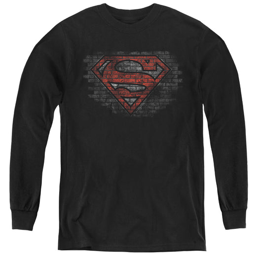 Superman Brick S - Youth Long Sleeve Tee - Black