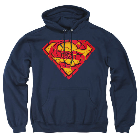 Superman - Shattered Shield - Adult Pull-over Hoodie - Navy