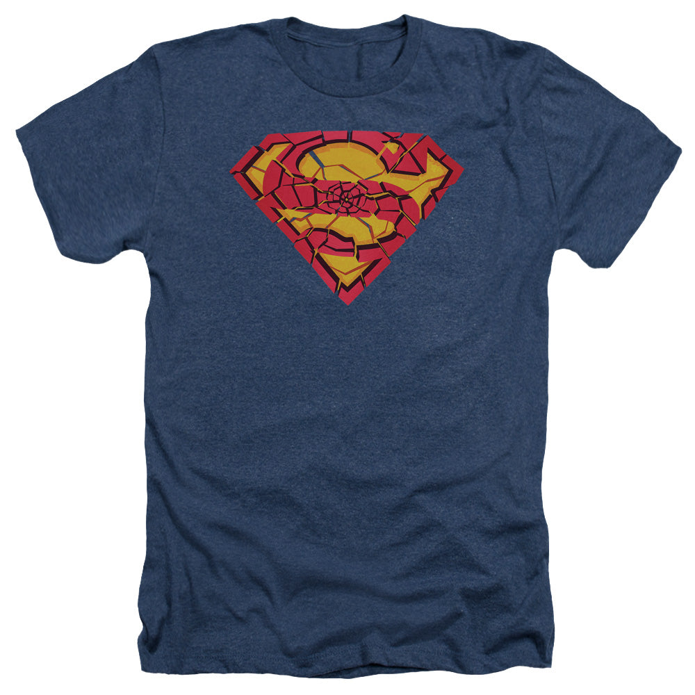 Superman - Shattered Shield - Adult Heather - Navy