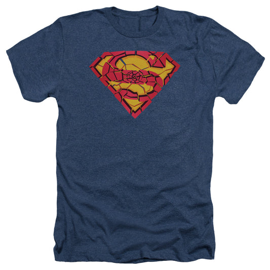 Superman - Shattered Shield - Adult Heather - Navy