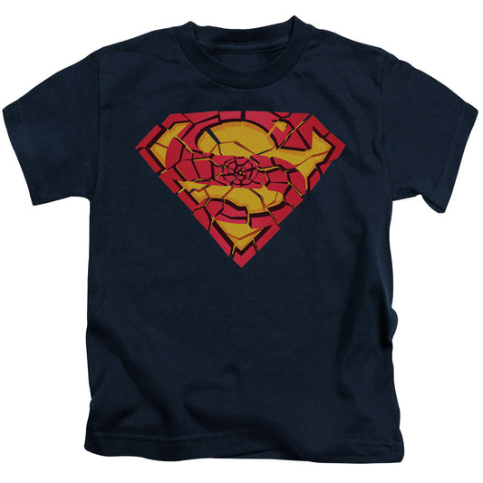 SUPERMAN SHATTERED SHIELD - S/S JUVENILE 18/1 - NAVY - T-Shirt