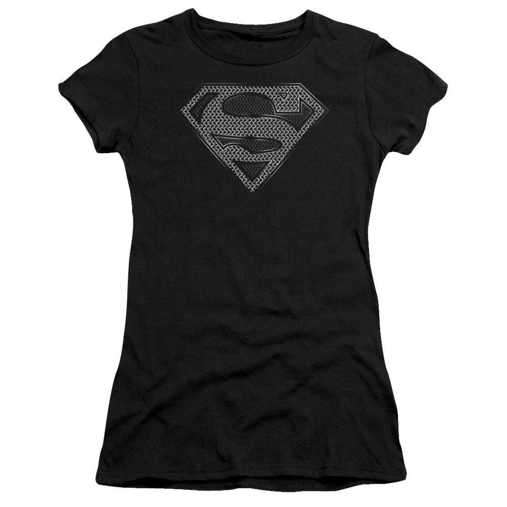 Superman - Chainmail - Short Sleeve Junior Sheer - Black T-shirt