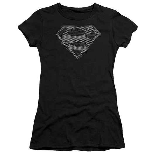 Superman - Chainmail - Short Sleeve Junior Sheer - Black T-shirt