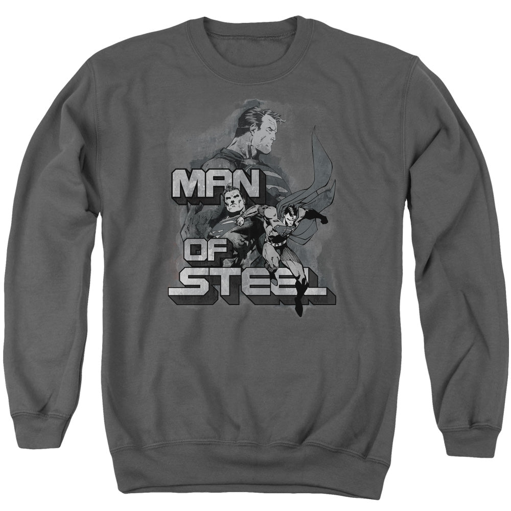 Superman - Steel Poses - Adult Crewneck Sweatshirt - Charcoal