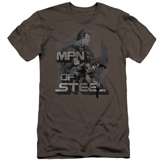 Superman - Steel Poses-premuim Canvas Adult Slim Fit 30/1 - Charcoal