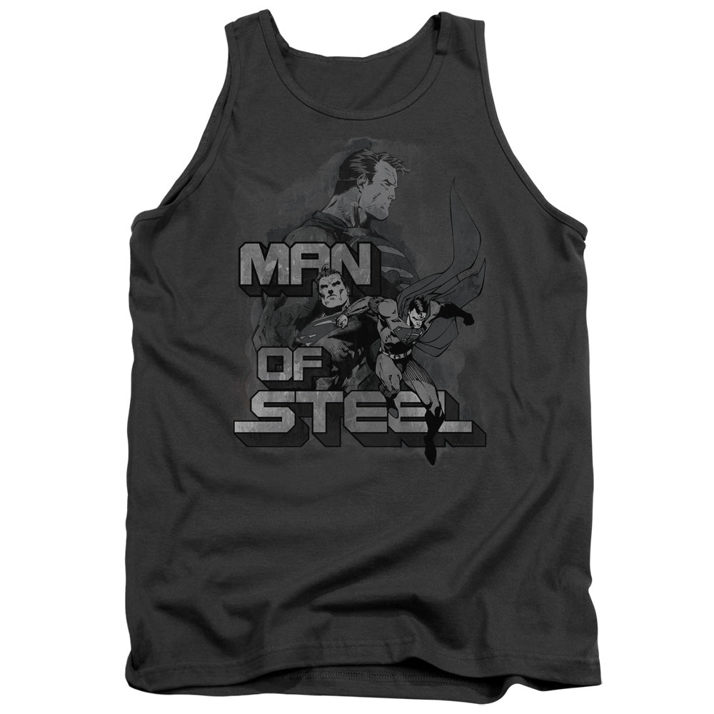 Superman - Steel Poses - Adult Tank - Charcoal