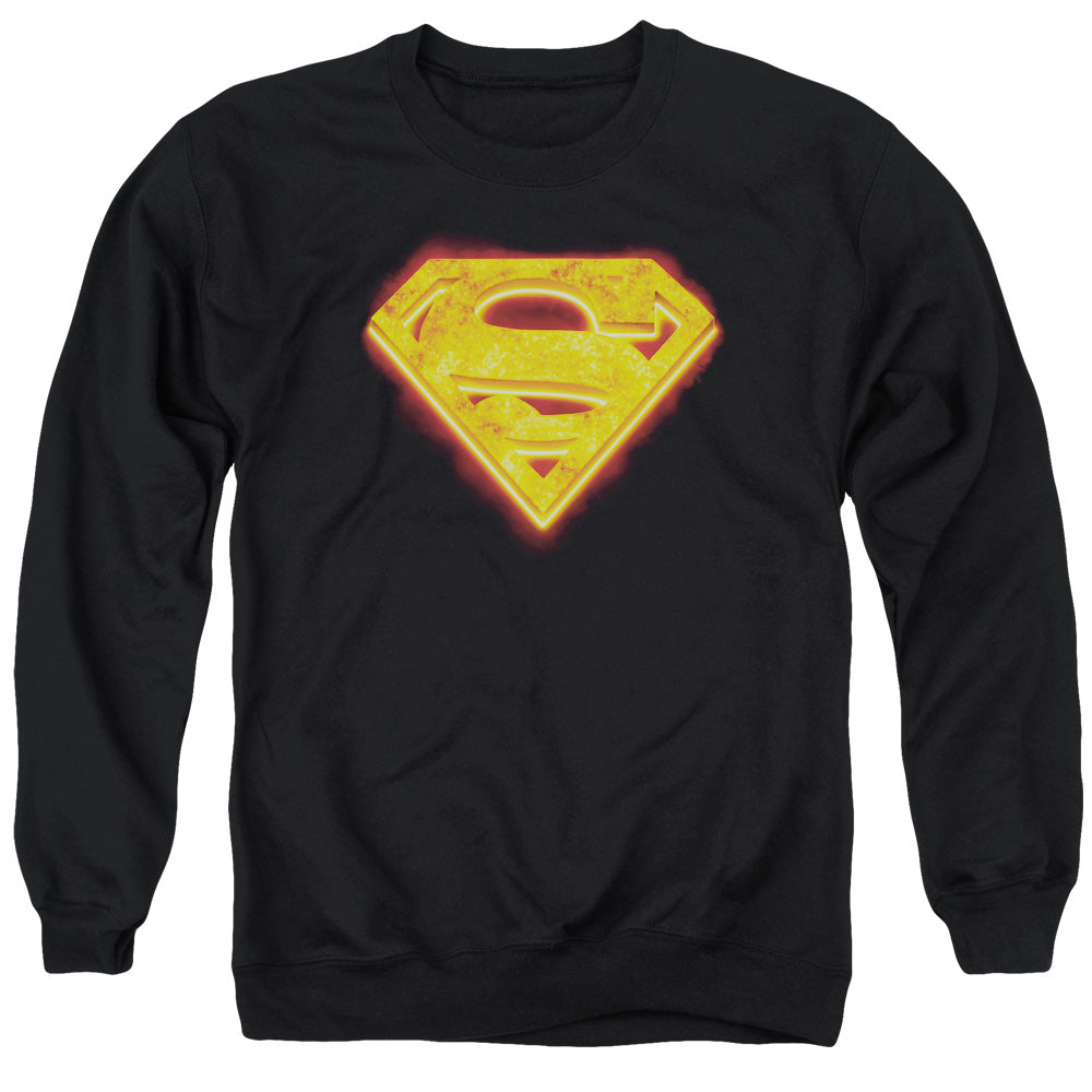 Superman - Hot Steel Shield - Adult Crewneck Sweatshirt - Black