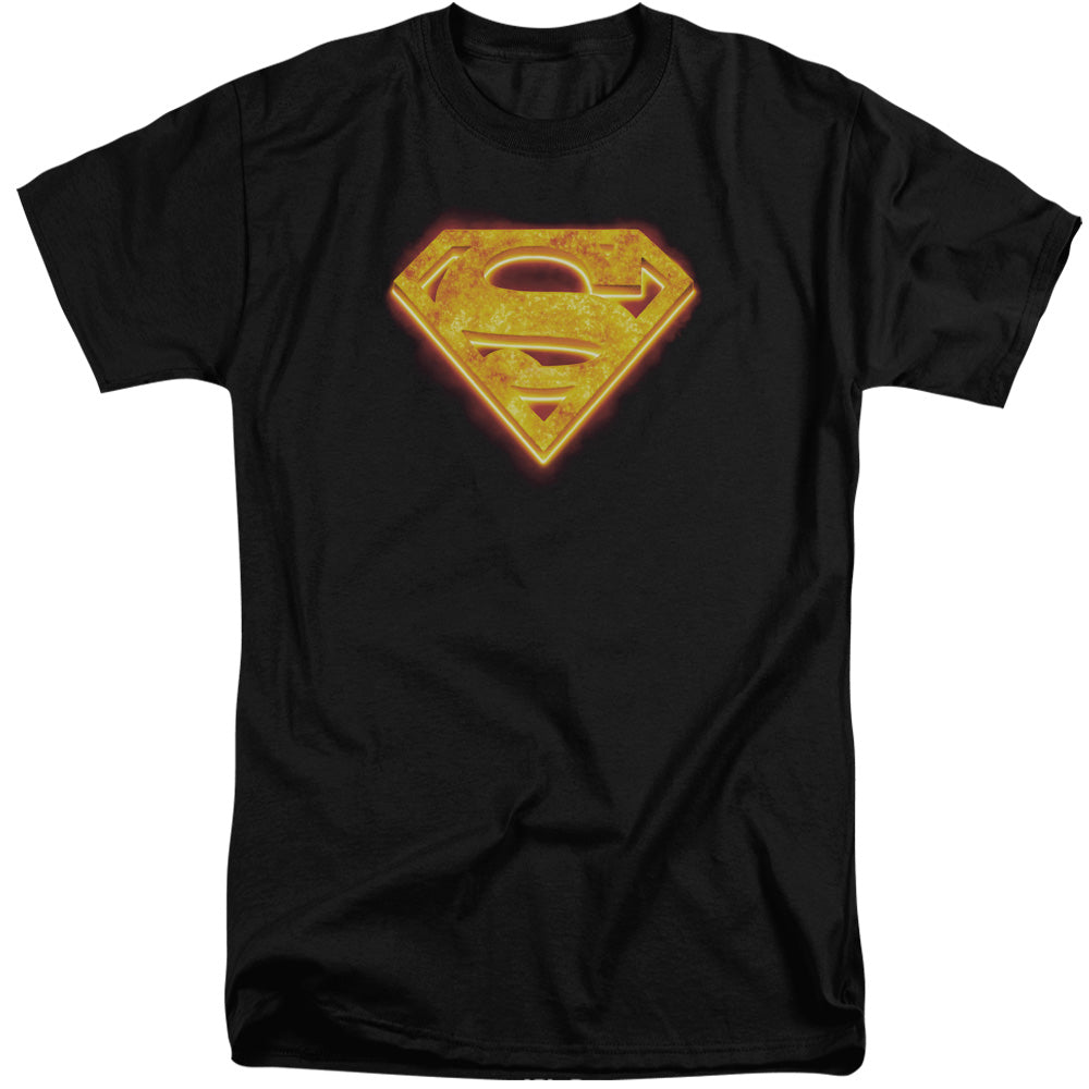 Superman - Hot Steel Shield - Short Sleeve Adult Tall - Black T-shirt