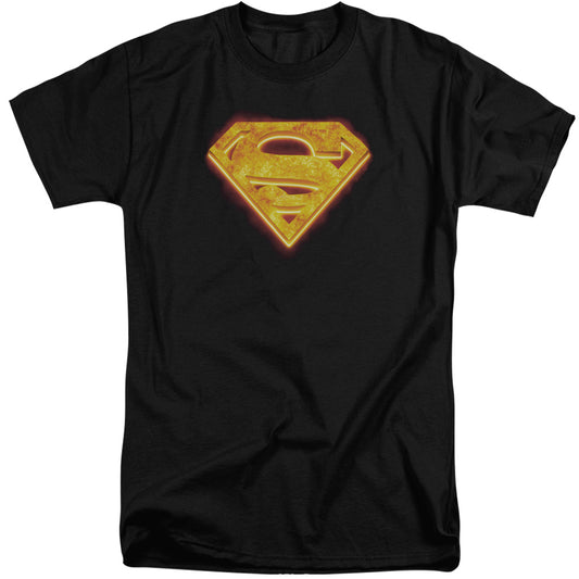 Superman - Hot Steel Shield - Short Sleeve Adult Tall - Black T-shirt