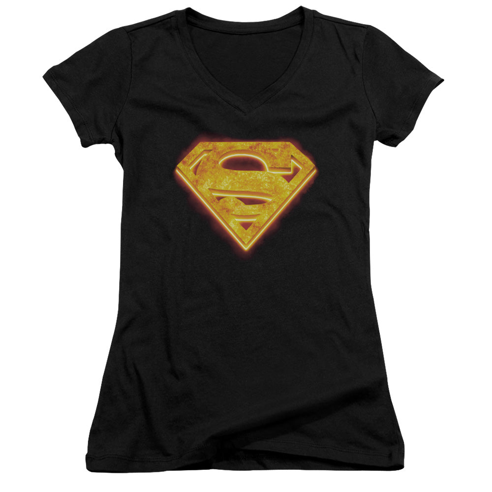 Superman - Hot Steel Shield - Junior V-neck - Black