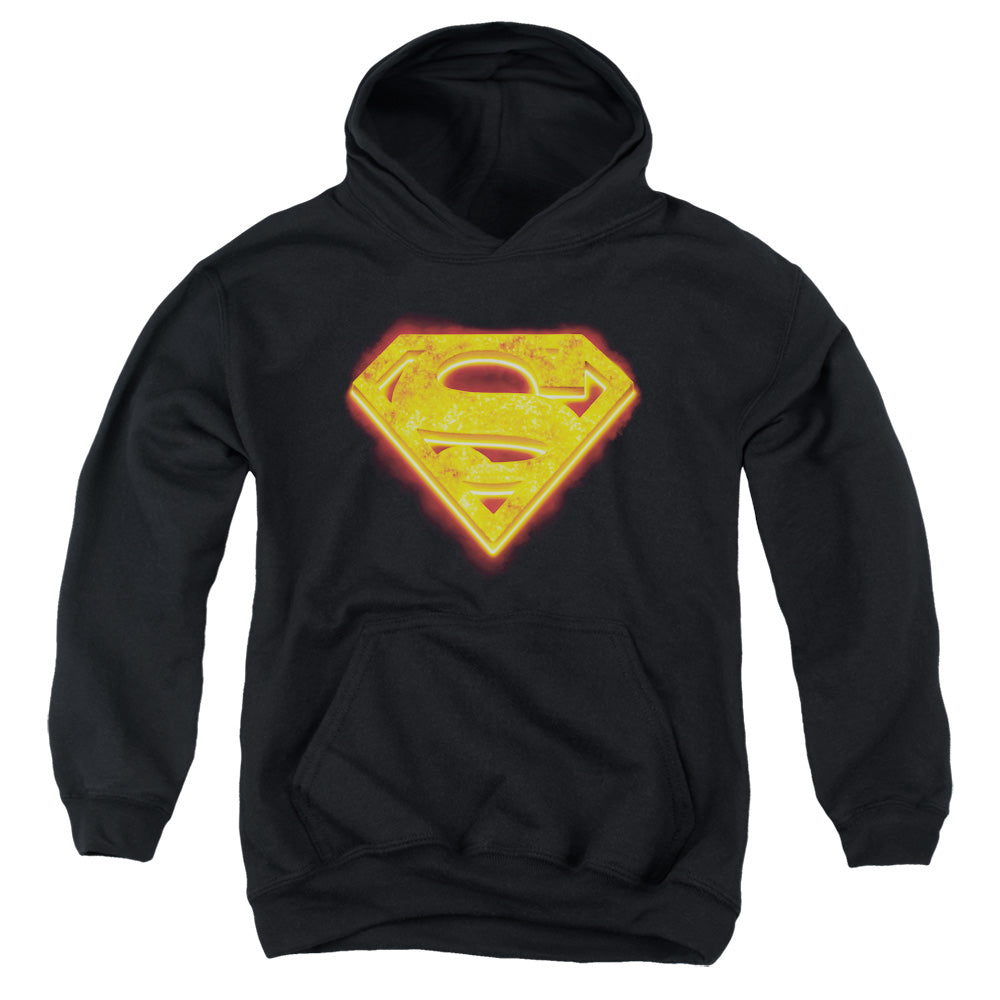 Superman - Hot Steel Shield - Youth Pull-over Hoodie - Black