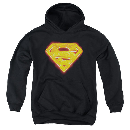 Superman - Hot Steel Shield - Youth Pull-over Hoodie - Black