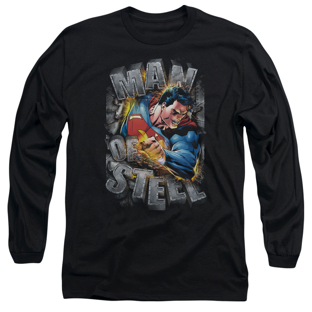 Superman - Ripping Steel - Long Sleeve Adult 18/1 - Black T-shirt