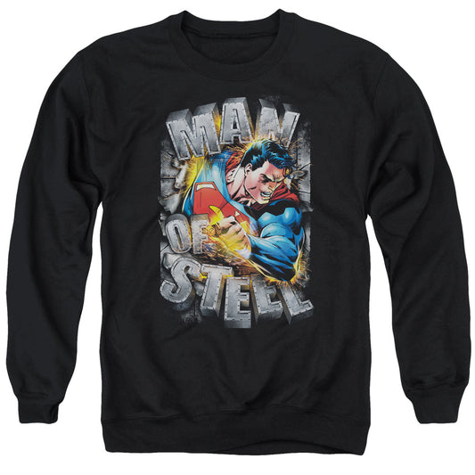 Superman - Ripping Steel - Adult Crewneck Sweatshirt - Black