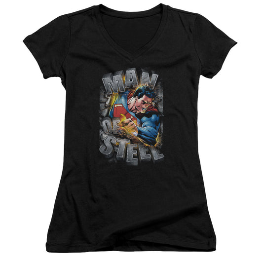 Superman - Ripping Steel - Junior V-neck - Black