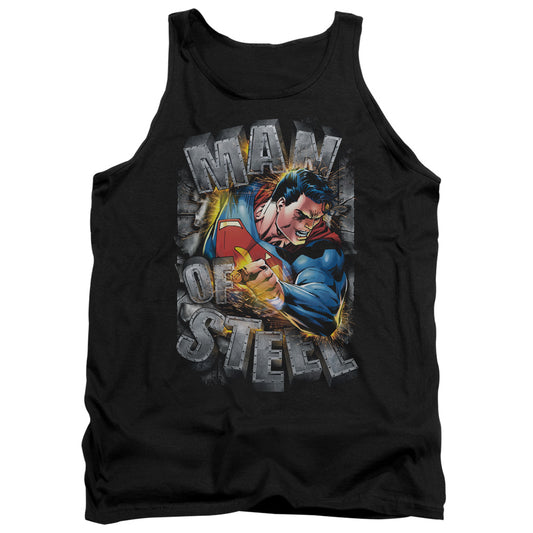 Superman - Ripping Steel - Adult Tank - Black