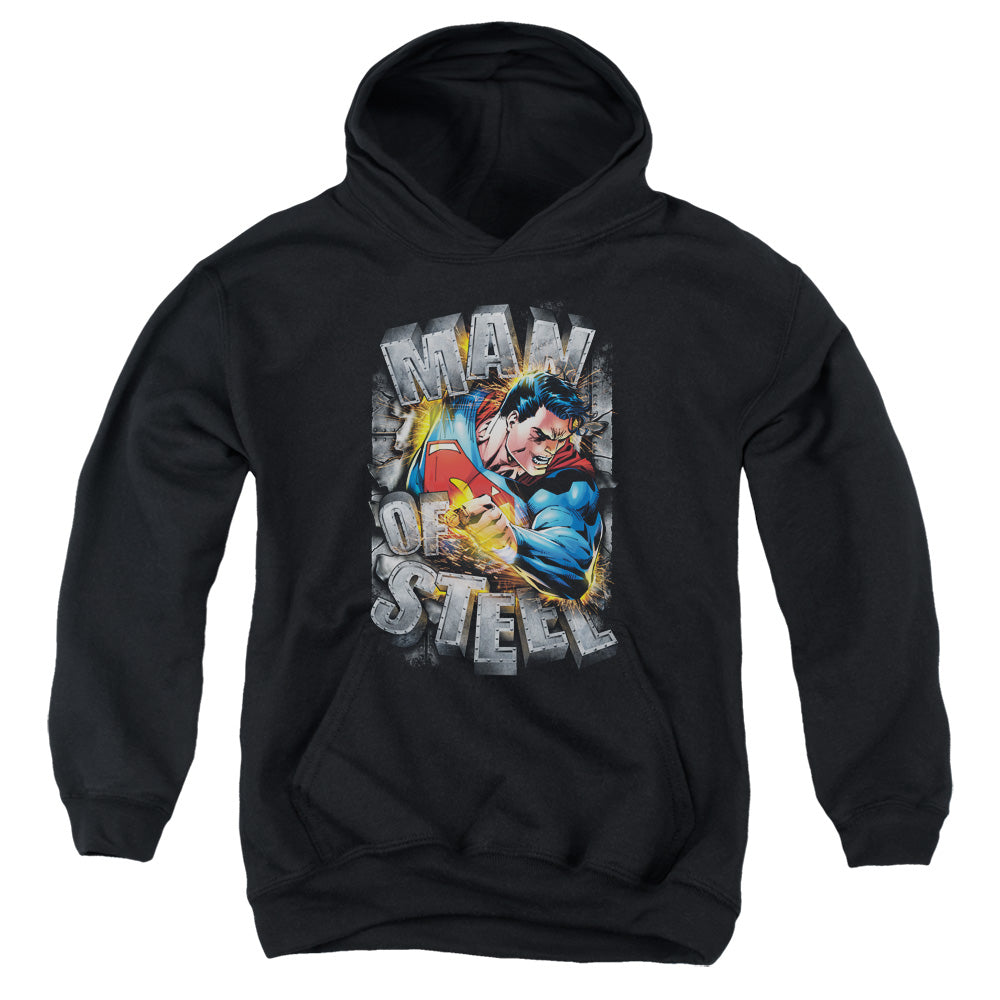 Superman - Ripping Steel - Youth Pull-over Hoodie - Black