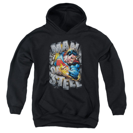 Superman - Ripping Steel - Youth Pull-over Hoodie - Black