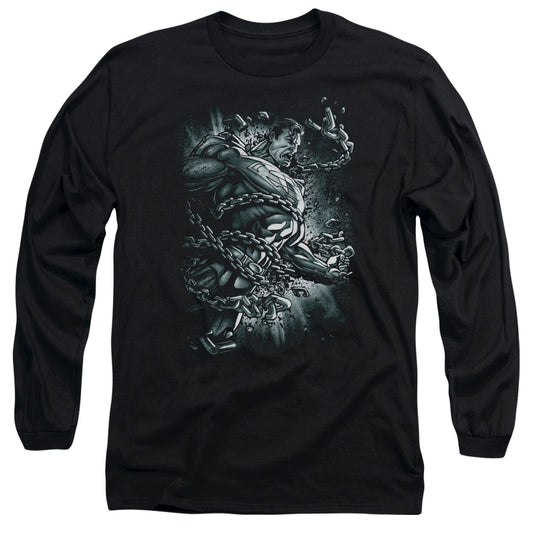 Superman - Break Free - Long Sleeve Adult 18/1 - Black T-shirt