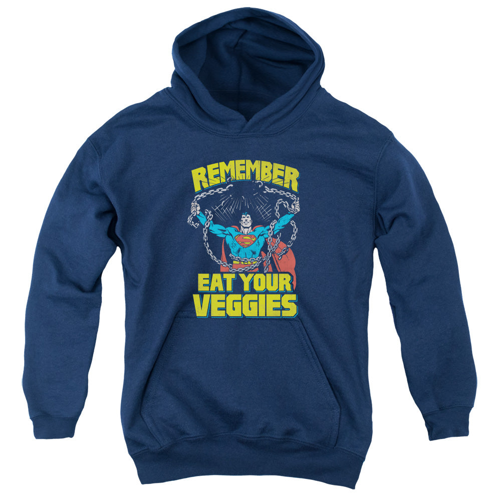 Superman - Veggie Power - Youth Pull-over Hoodie - Navy