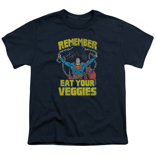 Superman - Veggie Power - Short Sleeve Youth 18/1 - Navy T-shirt