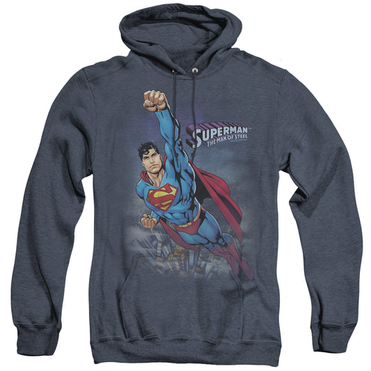 Superman - Twilight Flight - Adult Heather Hoodie - Navy