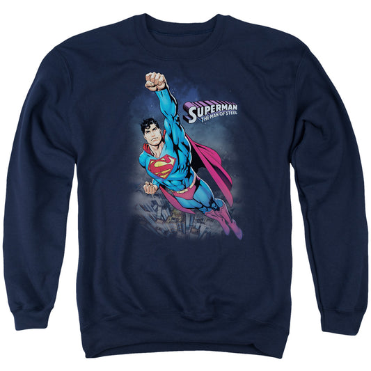 Superman - Twilight Flight - Adult Crewneck Sweatshirt - Navy