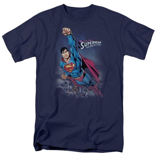 Superman - Twilight Flight - Short Sleeve Adult 18/1 - Navy T-shirt