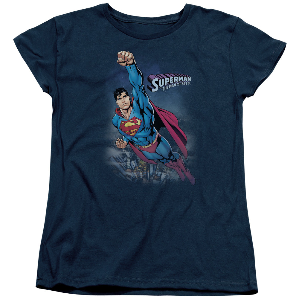 Superman - Twilight Flight - Short Sleeve Womens Tee - Navy T-shirt
