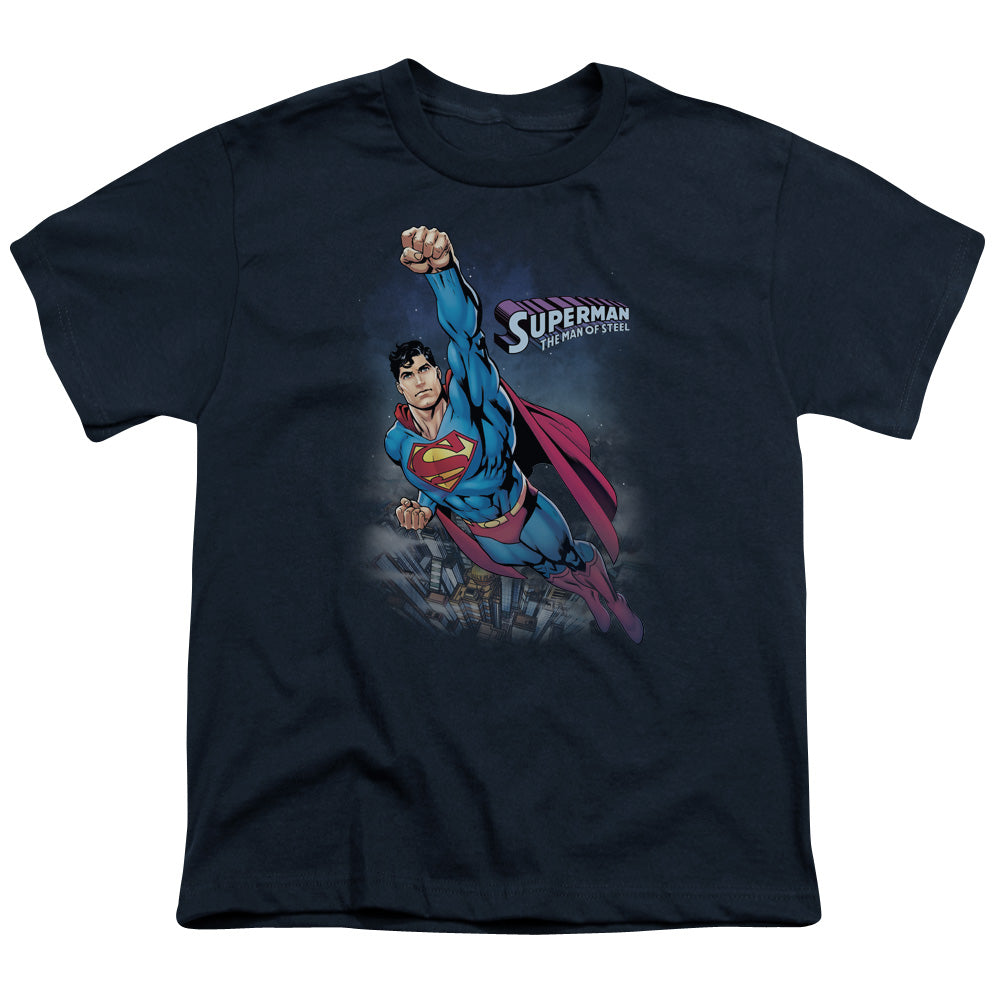Superman - Twilight Flight - Short Sleeve Youth 18/1 - Navy T-shirt