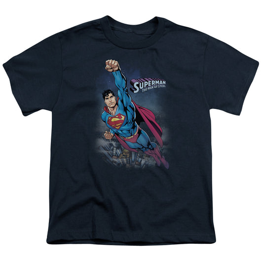 Superman - Twilight Flight - Short Sleeve Youth 18/1 - Navy T-shirt