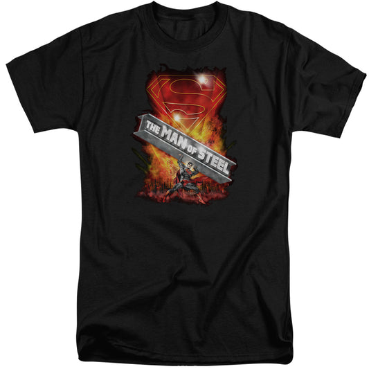 Superman - Steel Girder - Short Sleeve Adult Tall - Black T-shirt