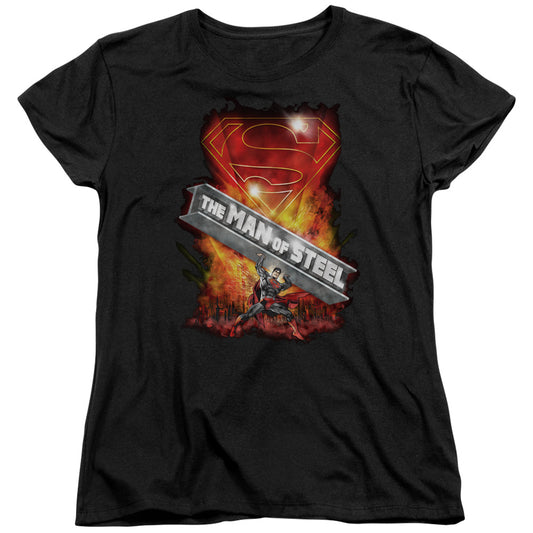 SUPERMAN STEEL GIRDER - S/S WOMENS TEE - BLACK T-Shirt