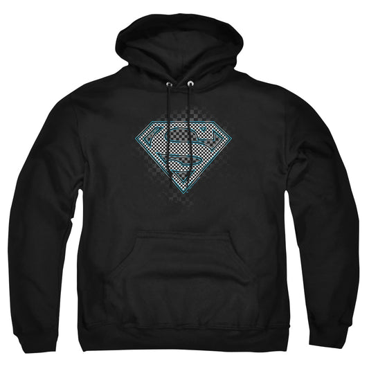Superman - Checkerboard - Adult Pull-over Hoodie - Black