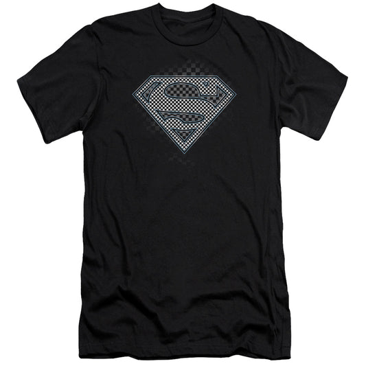 Superman - Checkerboard - Short Sleeve Adult 30/1 - Black T-shirt