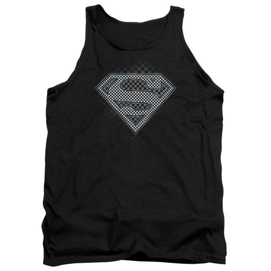 Superman - Checkerboard - Adult Tank - Black