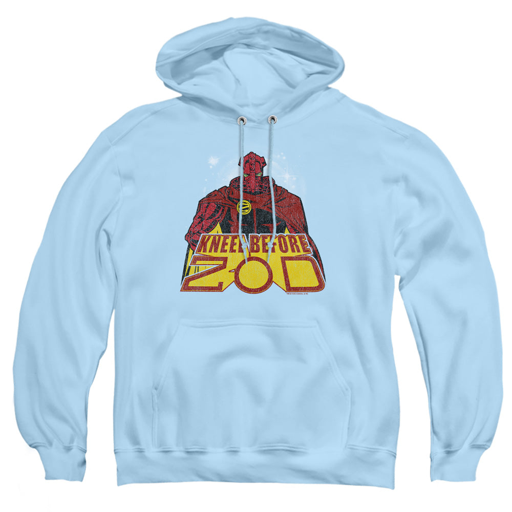 Superman - Kneel Before - Adult Pull-over Hoodie - Light Blue