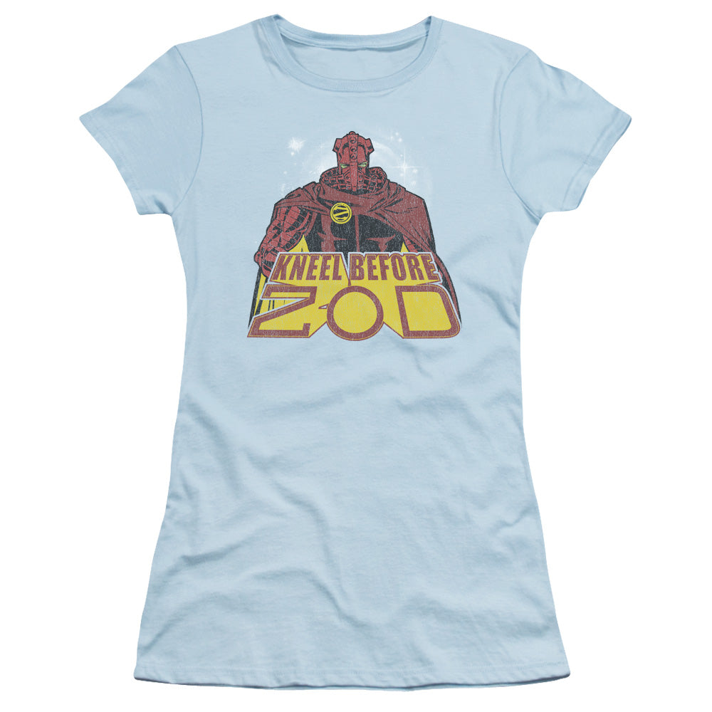 Superman - Kneel Before - Short Sleeve Junior Sheer - Light Blue T-shirt