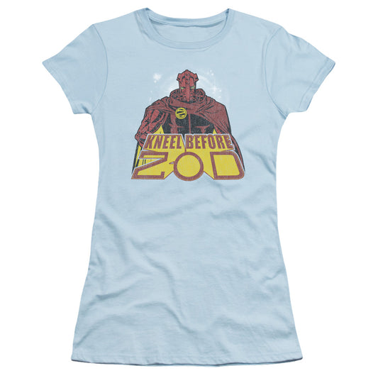 Superman - Kneel Before - Short Sleeve Junior Sheer - Light Blue T-shirt